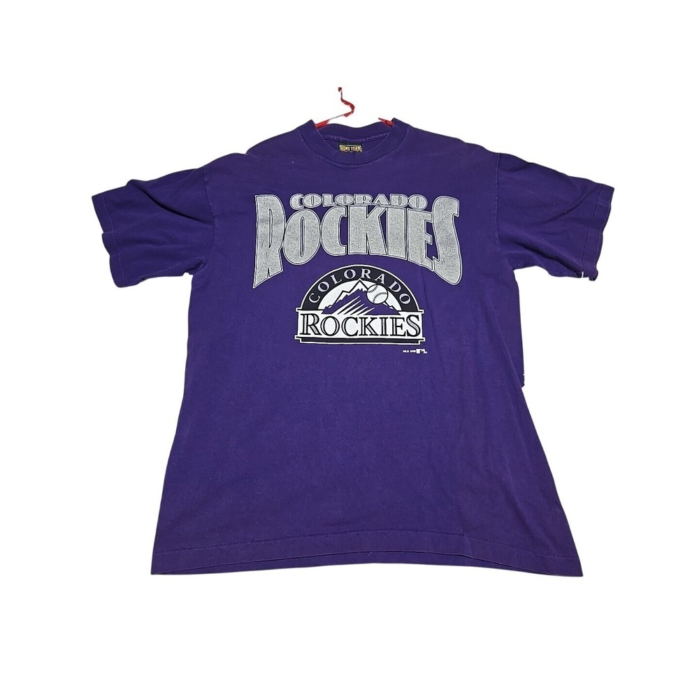 Vintage 90s‎ Colorado Rockies XL T-Shirt Purple 1992 Baseball Logo Home Team USA